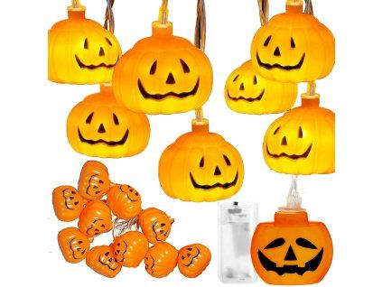 Halloweenská LED reťaz s tekvicami 10 LED S-CL4060