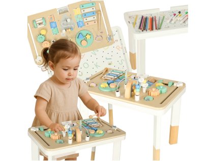 Tablica manipulacyjna LULILO LUDO stolik drewniany sensoryczny mietowy 176271