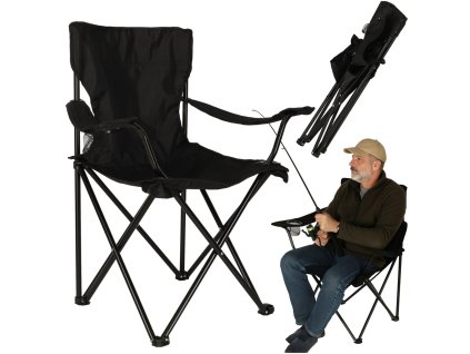 Plážové skladacie rybárske kreslo LUARO čierne