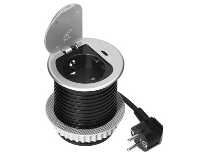 Zásuvka USB nabíjačka s káblom 1.9m, strieborná