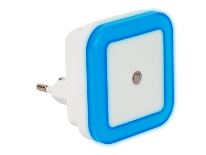 Nočná LED lampa s detektorom súmraku modrá