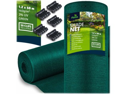 Tieniaca sieť 1,2x50m 140g/m2 + 50 svoriek zelená