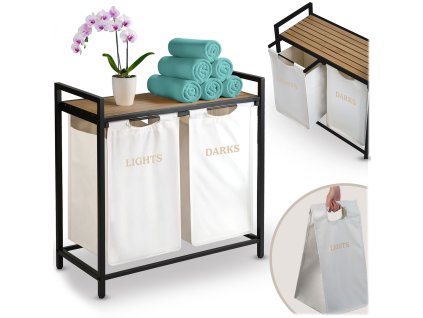 Dvojkomorový kôš na bielizeň na ráme 80 l Massido