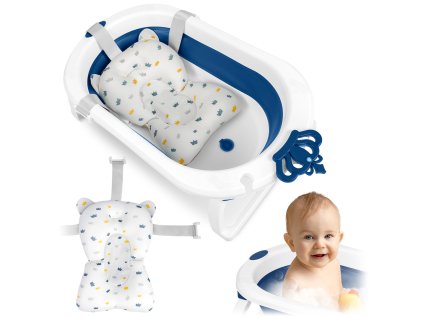 Skladacia vanička pre deti, bábätká s vložkou Ricokids RK-286 bielo-modrá