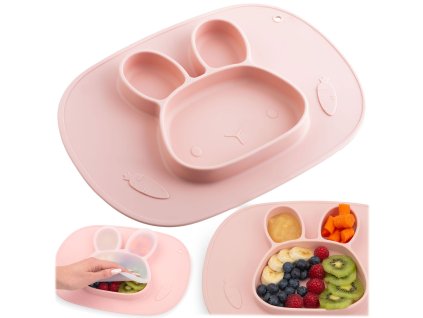 Silikónový tanierik pre deti na kŕmenie Králik Ricokids