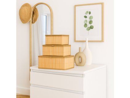 HA0153 BAMBUSOVÝ KÔŠ NA SKLADOVANIE 3KS.