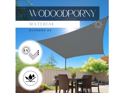 SN0056 SLNEČNÁ PLACHTA 3 X 3 M TMAVOSIVÁ