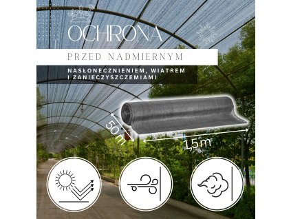 SN0062 TIENIACA SIEŤKA SVETLÝ ANTRACIT 185 GSM 1,5 X 50 M 200 PÁSIKOV