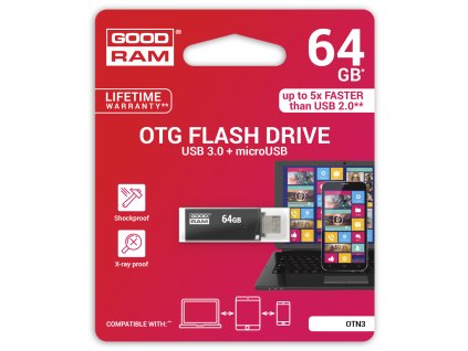 USB kľúč Goodram USB 3.0 + microUSB 64GB OTG čierny