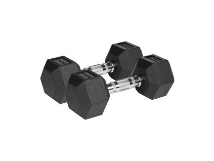 Gumové liatinové činky HEX 2x7.5 kg REBEL ACTIVE