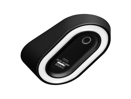 AGRA LED podskrinková lampa 2.5W, 80lm, 4000K, s bezdotykovým spínačom a funkciou nabíjania USB A+C, čierna