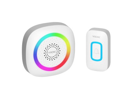 PELA AC, bezdrôtový zvonček na batérie, učebný systém, 60 zvukov, LED RGB, 300m, biely