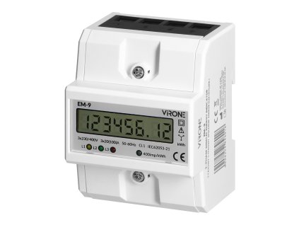 3-fázový digitálny indikátor energie, 100A, 4 moduly, DIN TH-35mm