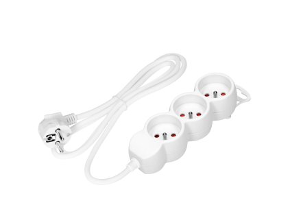 Predlžovacie zásuvky 3x2P+E, 1,4m, H05VV-F, 3x1mm2, biela