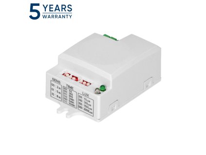 Mikrovlnný pohybový senzor s DIP prepínačom, plochý, mini, 360°/180°, IP20, 1200W