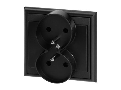 Dvojitá zásuvka na zapustenie 2x2P+E Luna, 16A, 250V, PT-6LR, čierna