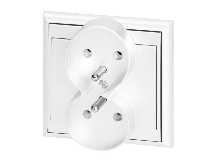 Zapustená dvojitá zásuvka 2x2P+E Luna, 16A, 250V, PT-6LR, biela