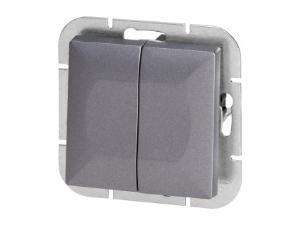 Zapustený dvojtlačidlový vypínač Pearl, 10A, 250V, WP-2P, antracit