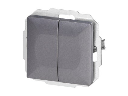 Dvojitý trojcestný vypínač na zapustenie Pearl, 10A, 250V, WP-2/5P, antracit