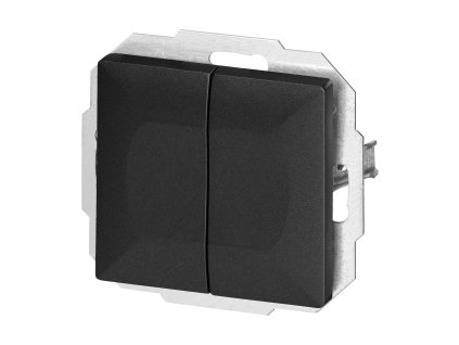 Zapustený dvojitý trojcestný spínač Pearl, 10A, 250V, WP-2/5P, čierny