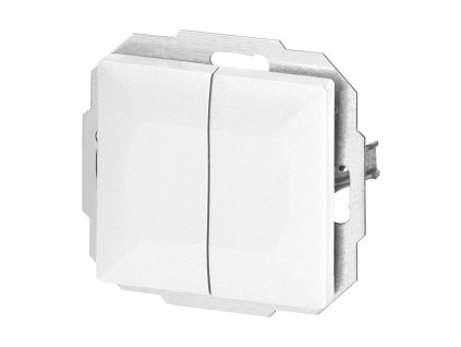 Zapustený dvojitý trojcestný spínač Pearl, 10A, 250V, WP-2/5P, biely