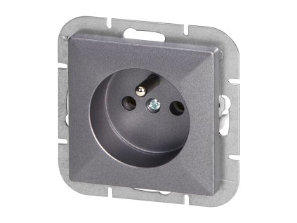 Zapustená jednoduchá zásuvka 2P+E Pearl, 16A, 250V, PT-16P, antracit