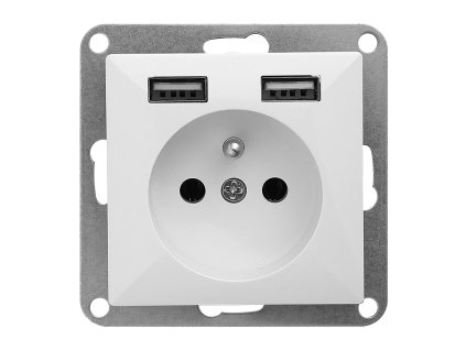 Zásuvka do steny s nabíjačkou Pearl, 16A, 250V, PT-16P/USB, biela