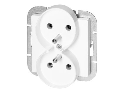 Zapustená dvojitá zásuvka 2x2P+E Pearl, 16A, 250V, PT-6 PR, biela