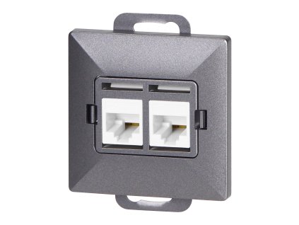 Dvojitá zásuvka tel-komp. RJ-45 Cat5 Perla, RJ45-5CAT/P2, antracit