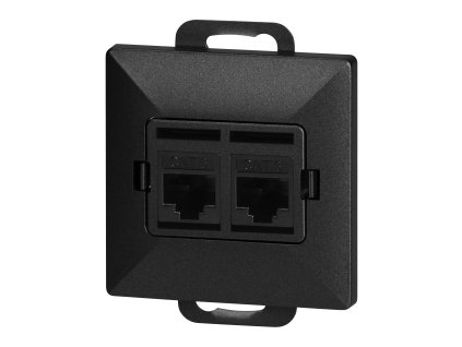Dvojitá zásuvka tel-komp. RJ-45 Cat5 Pearl, RJ45-5CAT/P2, čierna
