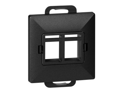 Čelná doska + Dvojitá zásuvka tel-komp. RJ-45 Perla, PC+ARJ45/P2, čierna
