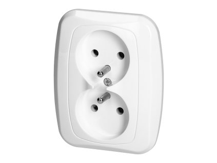 Dvojitá zapustená zásuvka 2x2P+E, 16A, 250V, ATUT, biela