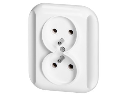 Zapustená dvojitá zásuvka 2x2P+E 16A, 250V, TOPAZ, biela