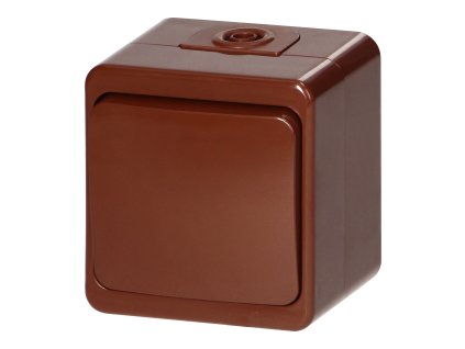 Povrchový trojcestný vypínač 10A, 250V, IP44, SMART, hnedý