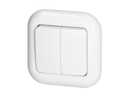 Zápustný dvojitý spínač, 10A, 250V, VENTILÁTOR, biely