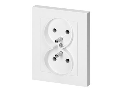 Zapustená dvojzásuvka 2x2P+E Malta 16A, 250V, PT-6M, biela