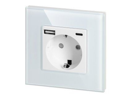 Schuko zásuvka s USB O-OR-AE-13308-GS-/W