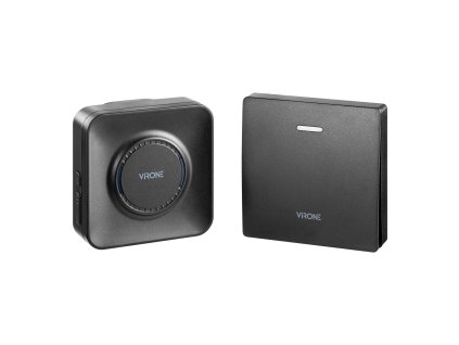 TELERO AC, bezdrôtový sieťový zvonček, tlačidlo zvončeka bez batérie, učebný systém, 36 zvukov, 200 m, čierna