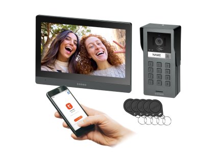 GADI, sada videovrátnika pre rodinný dom, 2-drôtová, 10", Wi-Fi, dotyková obrazovka, Full HD, RFID čítačka, kódový zámok