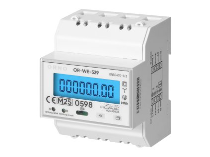 3-fázový elektromer, 100A, RS-485 port, MID, 4 moduly, inštalačná lišta: DIN TH-35mm, PV-Ready