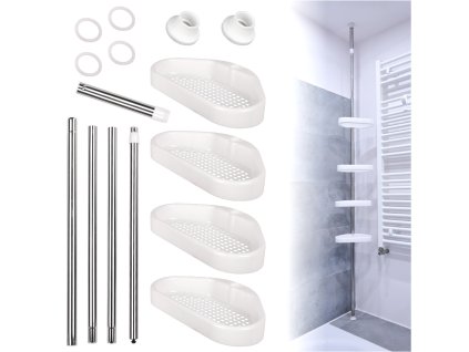 Kúpeľňová rohová polica teleskopická sprcha 320 cm