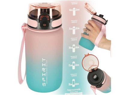 Fľaša na vodu športová fľaša s náustkom BPA FREE 600ml ružovo-modrá