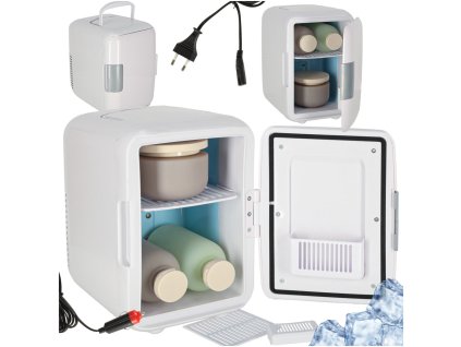 Elektrická mini cestovná chladnička do auta na potraviny kozmetiku ohrev chladenie 2v1 4L biela