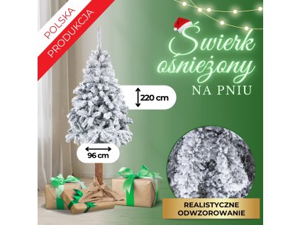 CT0203 ZASNIEŽENÝ SMREK NA KMENI 220 CM