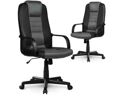 Kožené kancelárske kreslo s mikrosieťkou 518B čierno-sivé