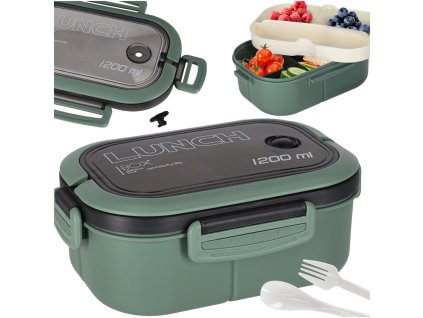 Lunch box sniadaniowka pudelko sniadaniowe z przegrodkami dzielone 1200ml zielone 176313