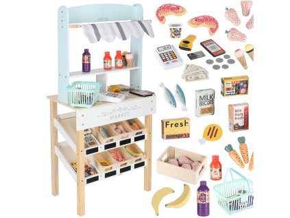 LULILO Melo drevený stánok supermarketu s pokladňou