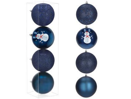 Nerozbitné vianočné gule na stromček 12 cm 4 ks modro-biele S-CA1368