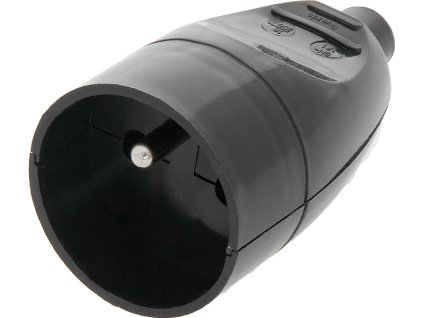 Čierna uzemnená zásuvka s prepäťovou ochranou