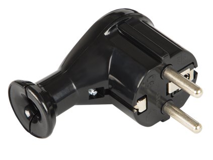 Čierna rohová zásuvková zástrčka 16A